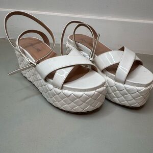 Pollini White Wedge Sandals – Size 7 – Made in Italy
